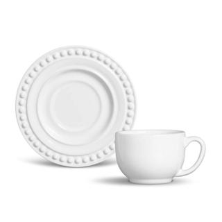 Conjunto Com 6 Xícaras De Chá Com 6 Pires Atenas Branco 161 Ml em Oferta na Shopee