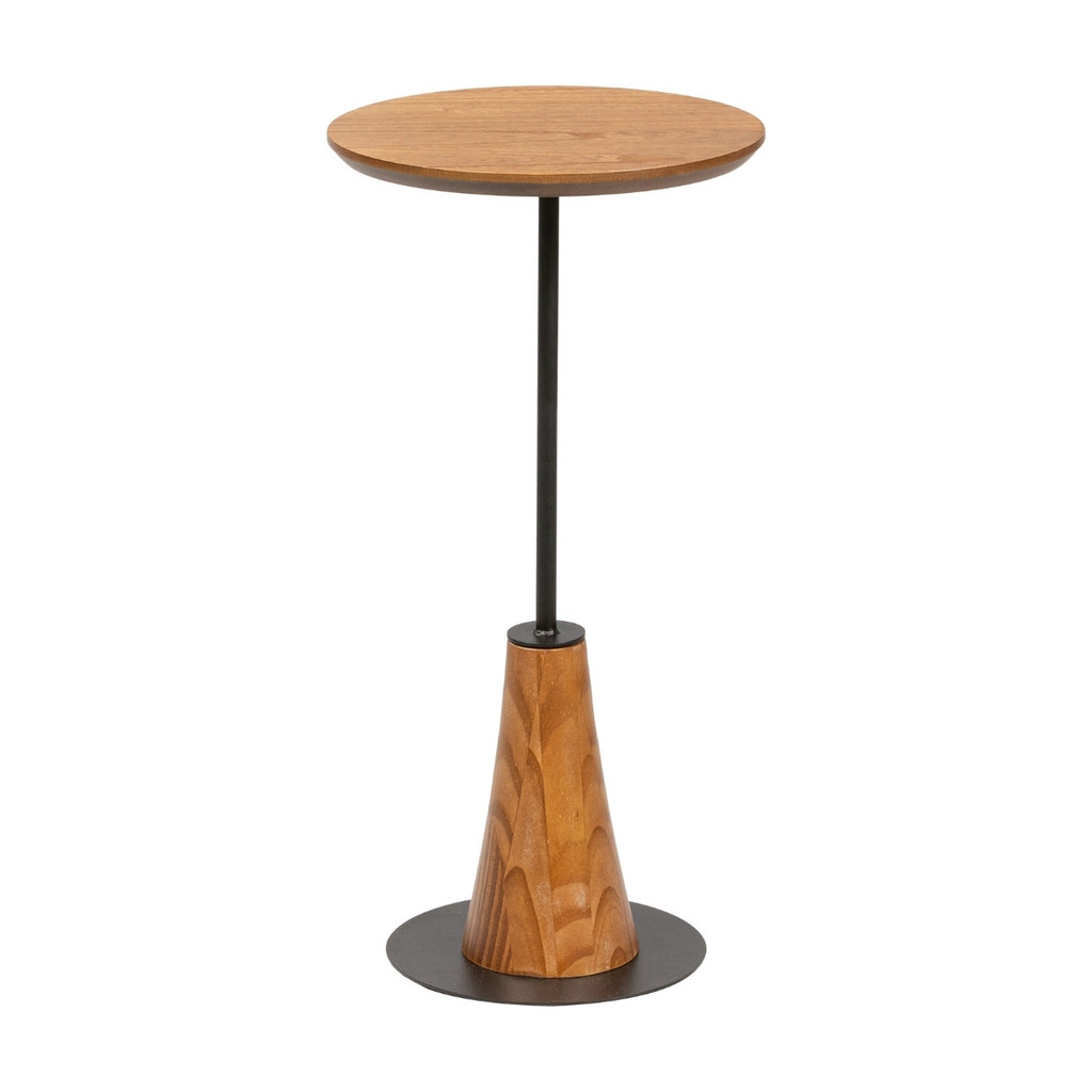 Mesinha Lateral Musk Redonda Baixa Metal Madeira Decoração Luxo Moderno