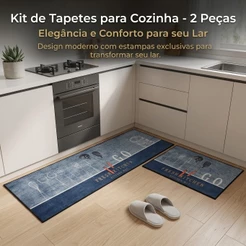 Tapete Passadeira Emborrachada Para Cozinha jogo com 2 Peças