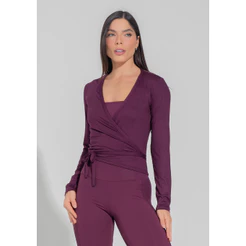 Casaco Feminino Transpassado com Amarração Motion Lines DLK