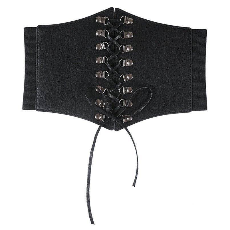 Cinto elástico feminino elegante e simples, cinto largo para vestido, cinta elástica vintage para cintura, cinto preto d