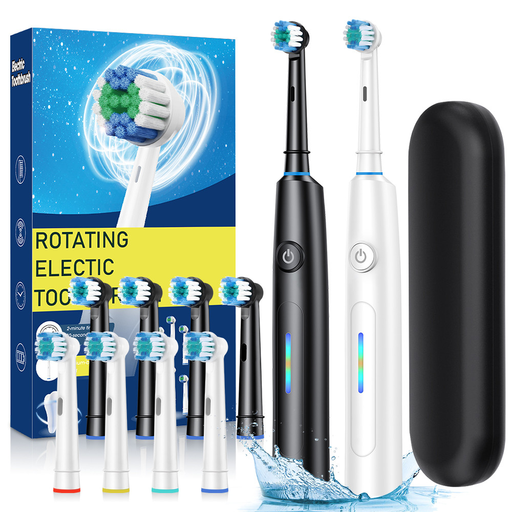 Escova De Dentes Elétrica Rotativa Para Adultos Com 4 Cabeças De E Caixa De Armazenamento , Recarregável De 5 Modos