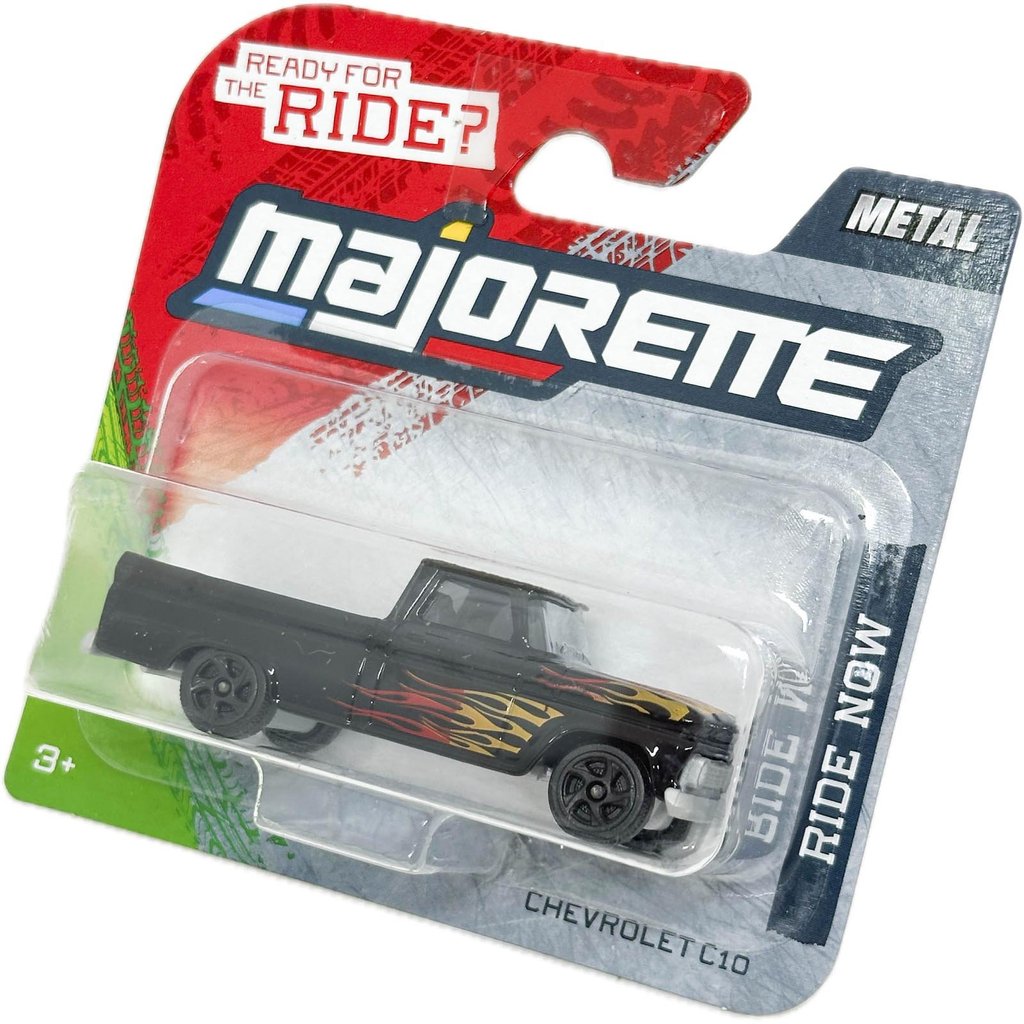 Miniatura - 1:64 - Chevrolet C10 Preto - Street Cars - Majorette 8501009800