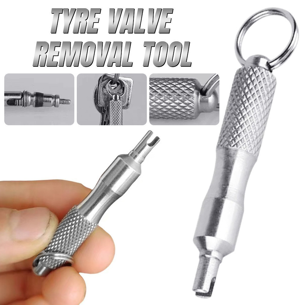 2 Pçs Universal De Aço Inoxidável Válvula De Pneu Núcleo Ferramenta De Remoção Chaveiro-Anexado Chave De Acessórios De R