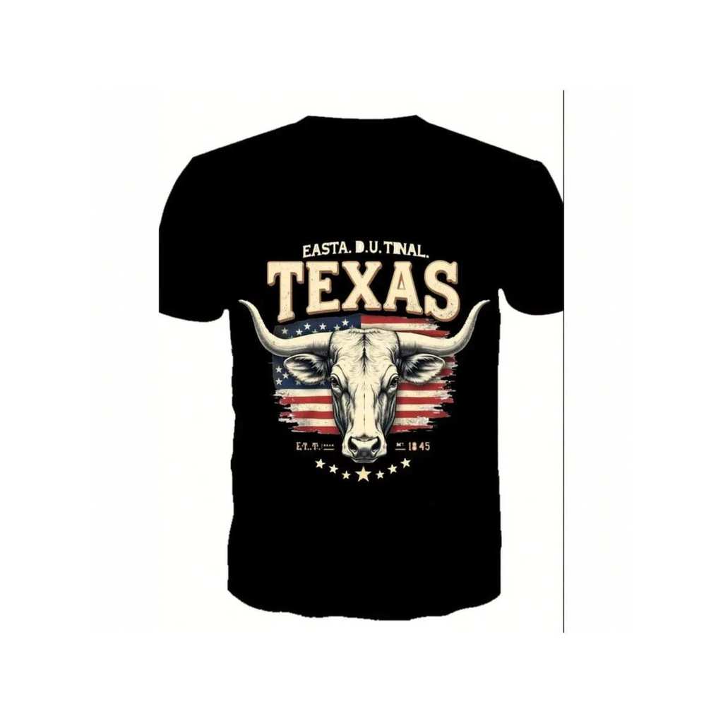 Camiseta Masculina Country Texas 100% Algodão Camiseta Básica Estampada
