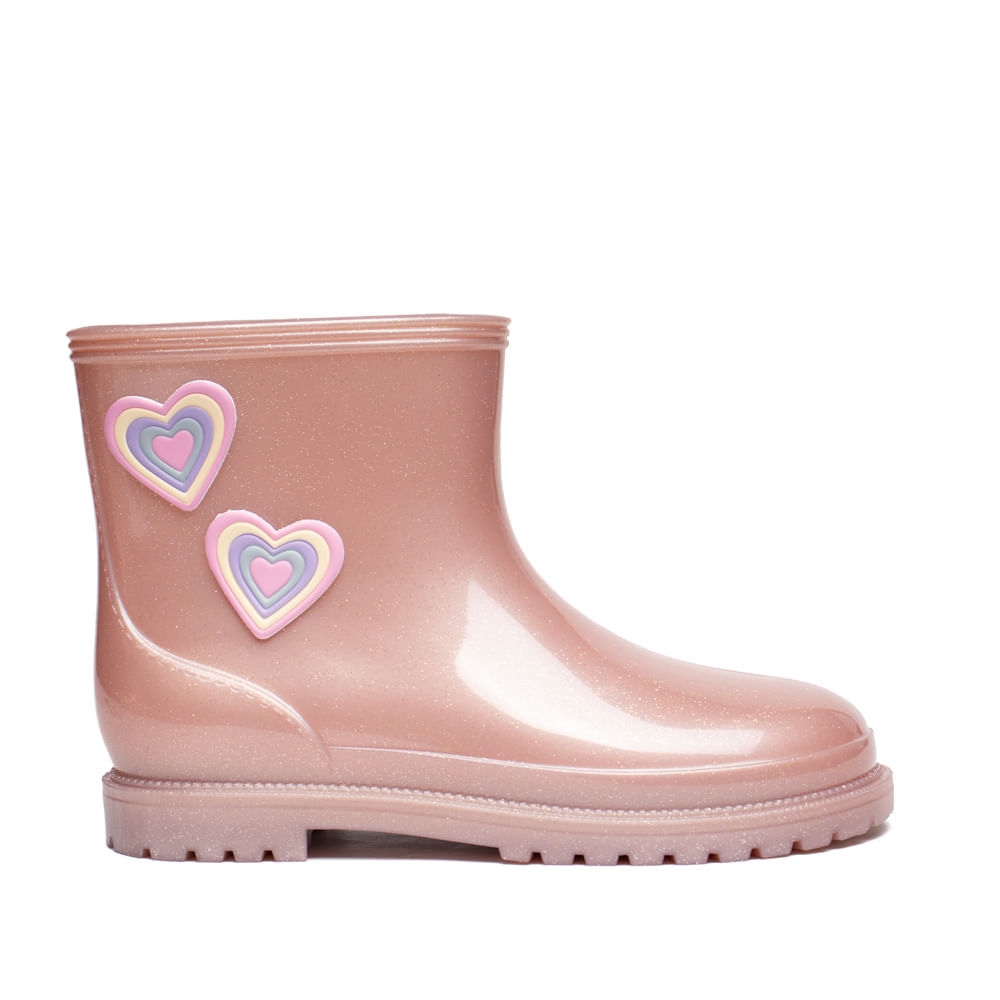 Bota Infantil Molekinha Galocha PVC Perolado Rosa