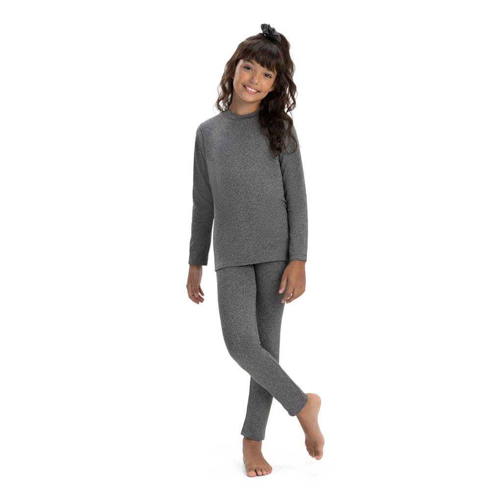 Conjunto Térmico de Inverno Confortável Básico Infantil - Mescla