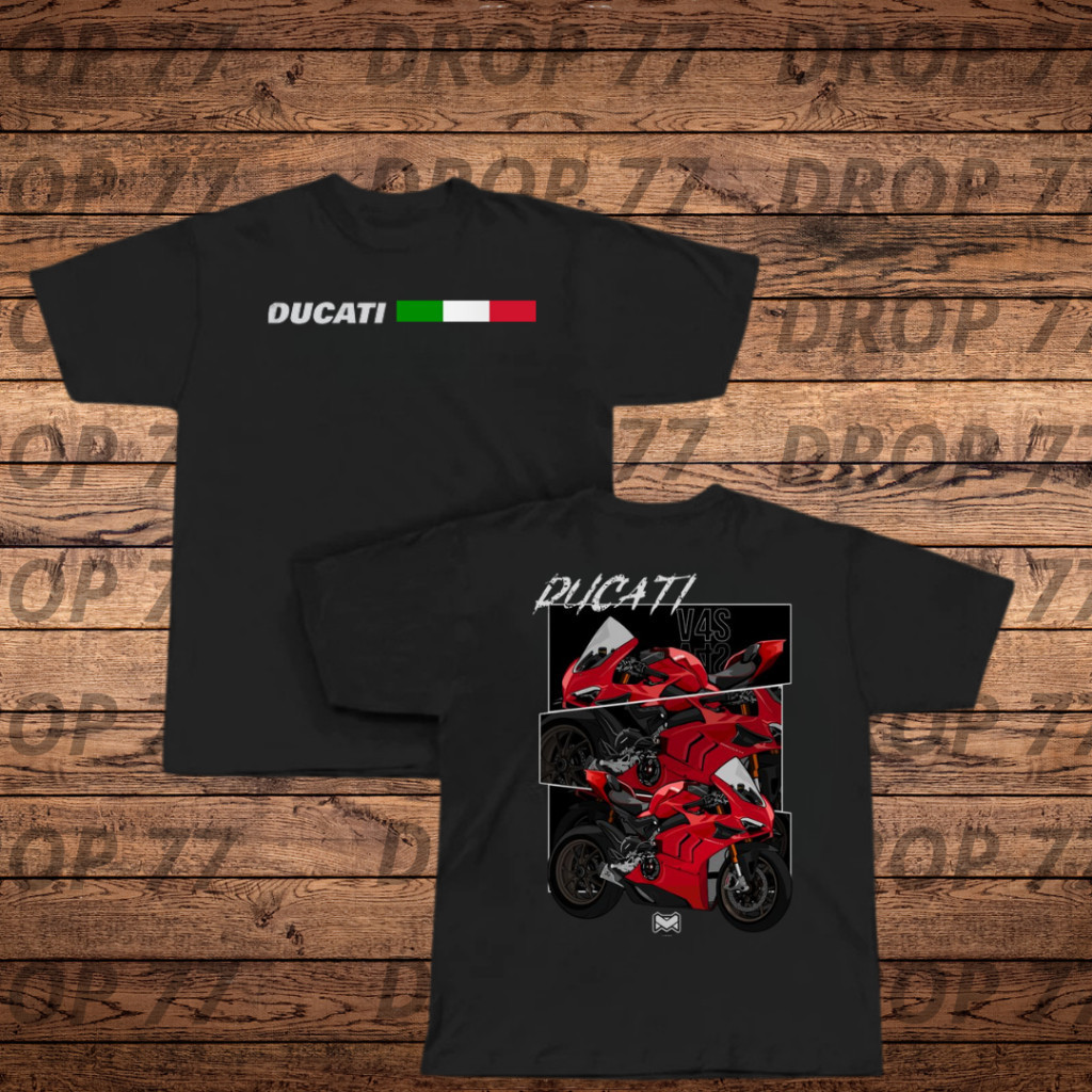 Camiseta Algodão Unissex  Ducati V4S Panigale – Estilo Moto Racing Premium