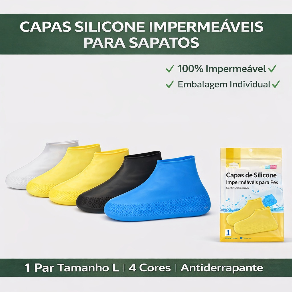 Capa De Chuva Impermeável Para Sapato Silicone Antiderrapante Reutilizável Protetor De Calçado com Embalagem Individual