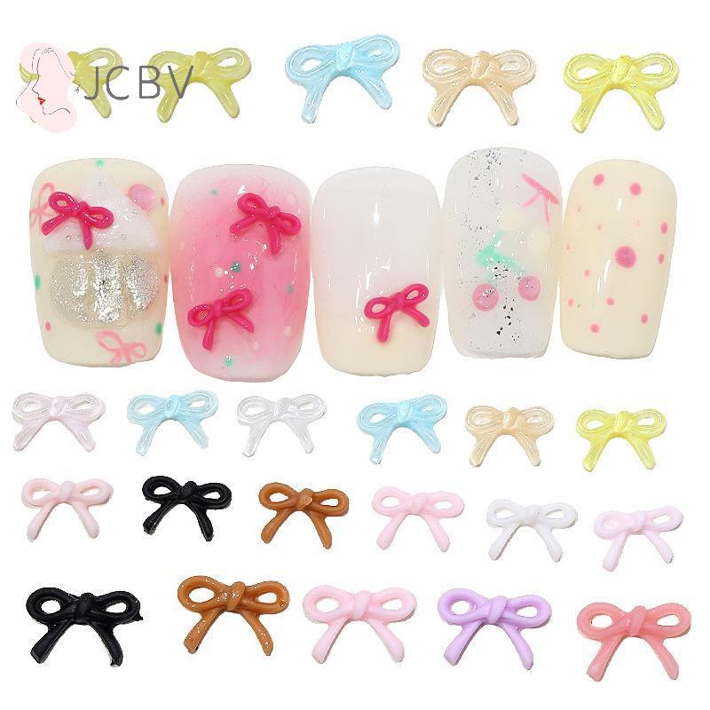 [JCBV] 50 Peças De Mini Arco Misto Para Unhas , Amuletos Coloridos De Resina 3D , Laço , Decoração De Acessórios Artesan