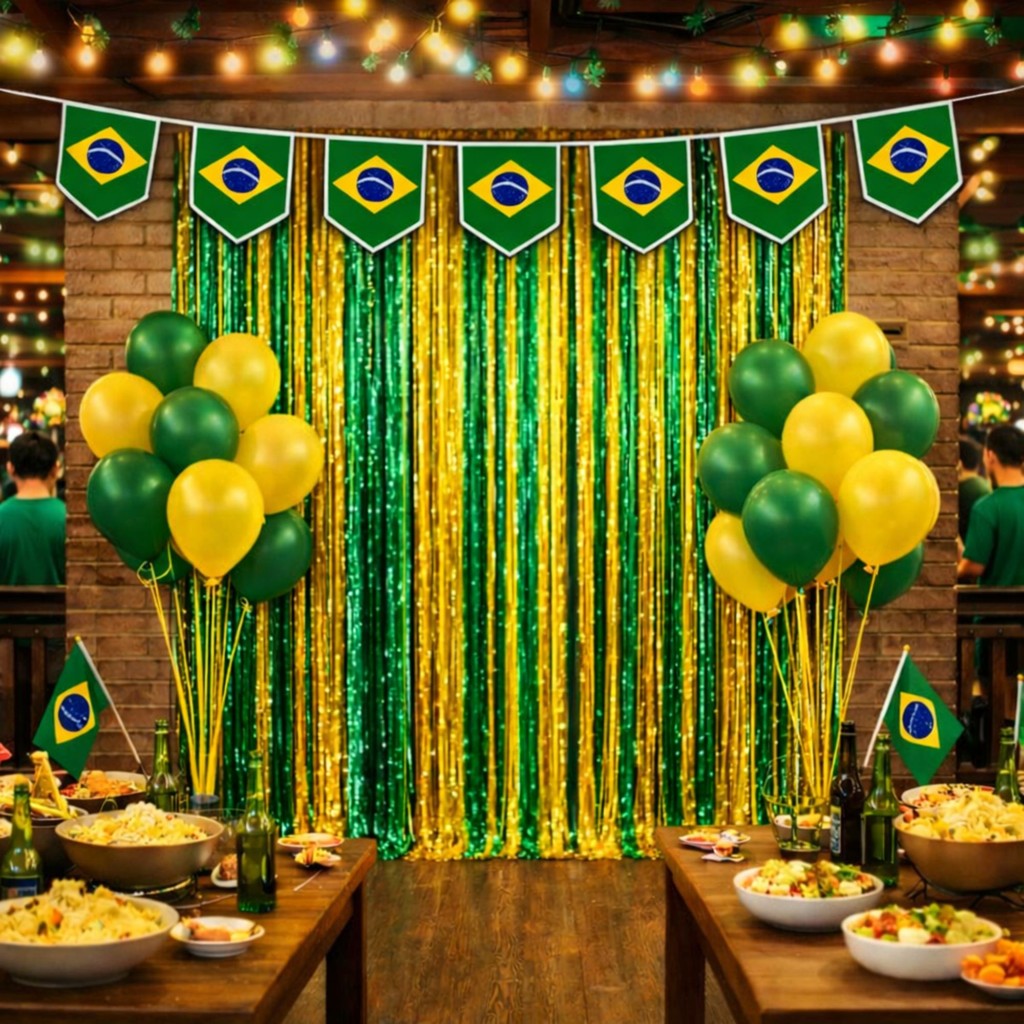 Kit Decoração Completa Brasil Copa do Mundo País Países Bandeirinha Cortina Balões Eleição Painel