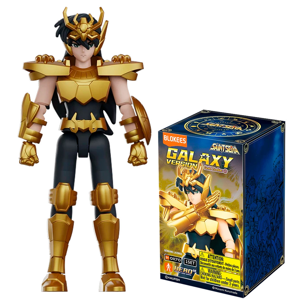 Boneco Articulado Montável Blokees Saint Seiya Galaxy Dragon Shiryu Golden Bronze Cloth Model Kit