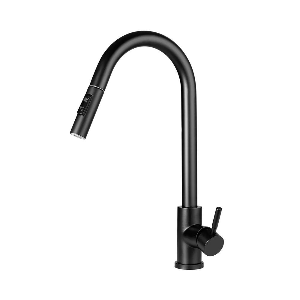Torneira Para Cozinha Gourmet Misturador Monocomando Em Aço Inox 304 Fosco Iriri Pingoo - Preto