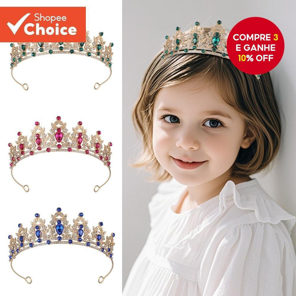 Tia ra Barroca Bridal, coroa de casamento de cristal europeu, tiara colorida de liga para noivas.