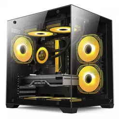 Gabinete Gamer BRX Xtreme Glacier, Mini Tower, Lateral e Frontal de Vidro, Com 3 Fans, Preto, R41B