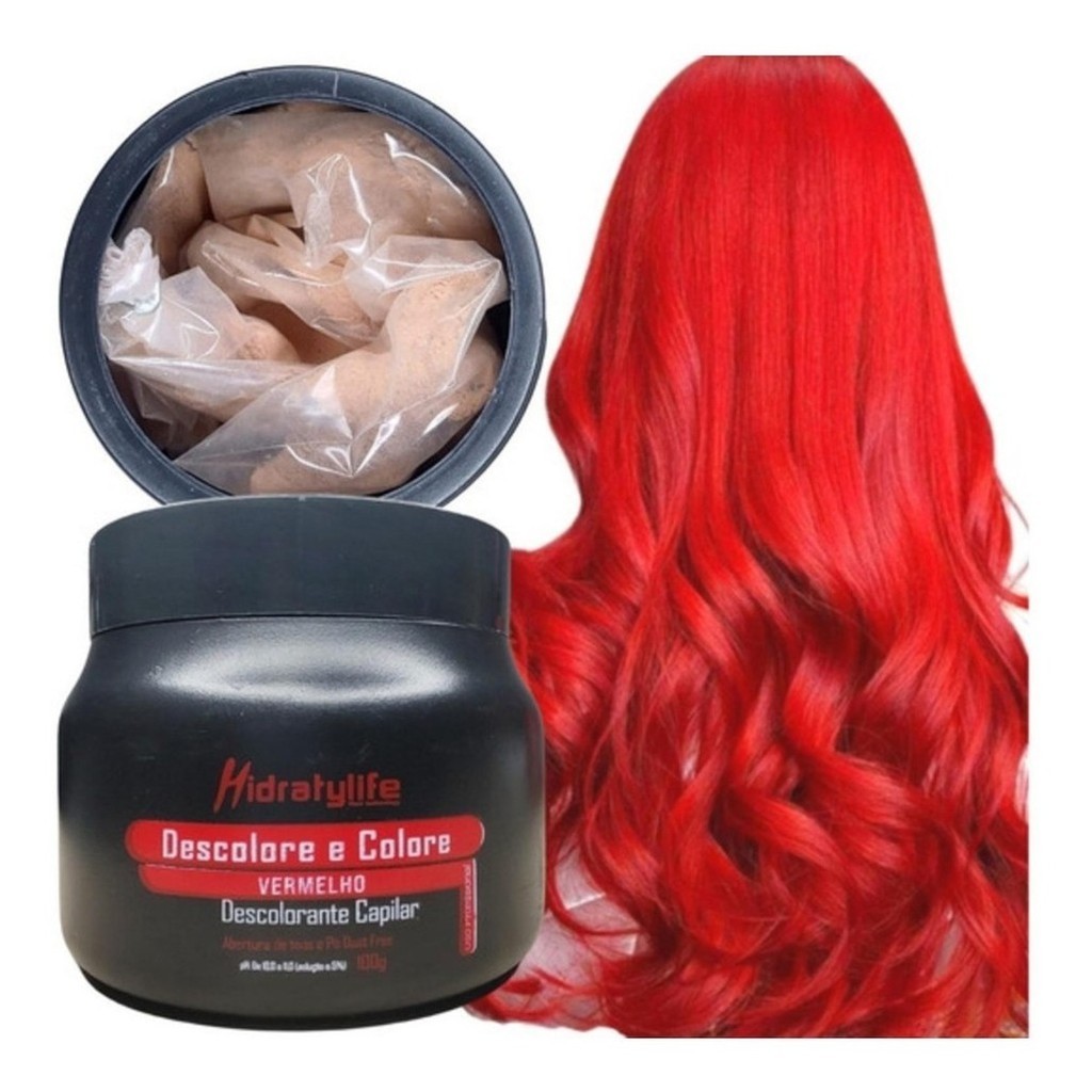 Pó Descolore E Colore Vermelho Mairibel/hidraty 100g em Oferta na Shopee