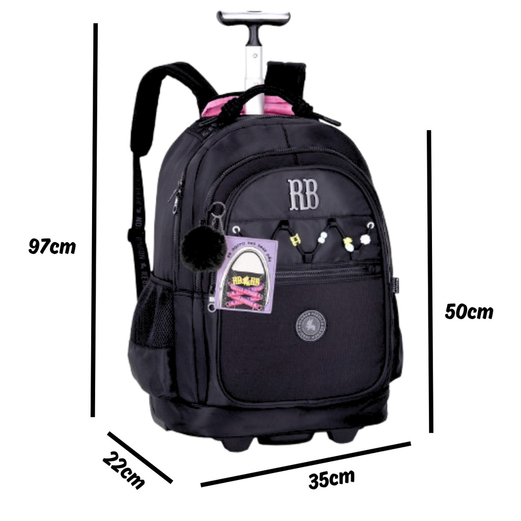 Kit Mochila de Rodinhas Com par de Cadarços e Lancheira Rebecca Bonbon Beaded Fun Cor:Preto — imagem 2 de 2