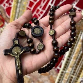 Terço 7 Sete Medalhas São Bento Madeira em Oferta na Shopee