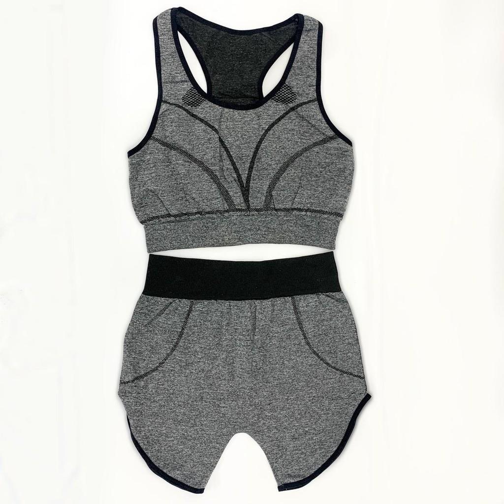 Roupa Para Ginastica Academia Yoga Feminina Conjunto Short E Top Fitness Confortável Elastano Tamanho Único 34 ao 44