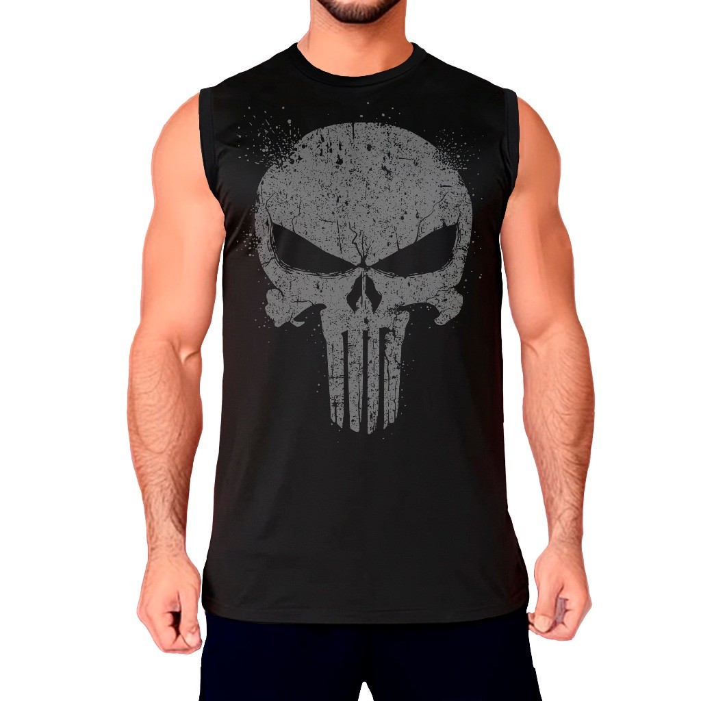 Regata Oversized Streetwear Camiseta Machão Masculina Academia Estampa The Punisher