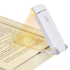 Luz de Leitura LED USB Recarregável Com Clipe Portátil Luminária Compacta
