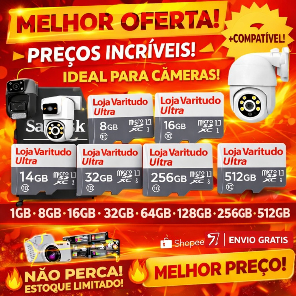Kit2/1 Cartão Memória Micro SD Ultra 32GB-256GB Com Adaptador p/Vendas diretas da fábrica