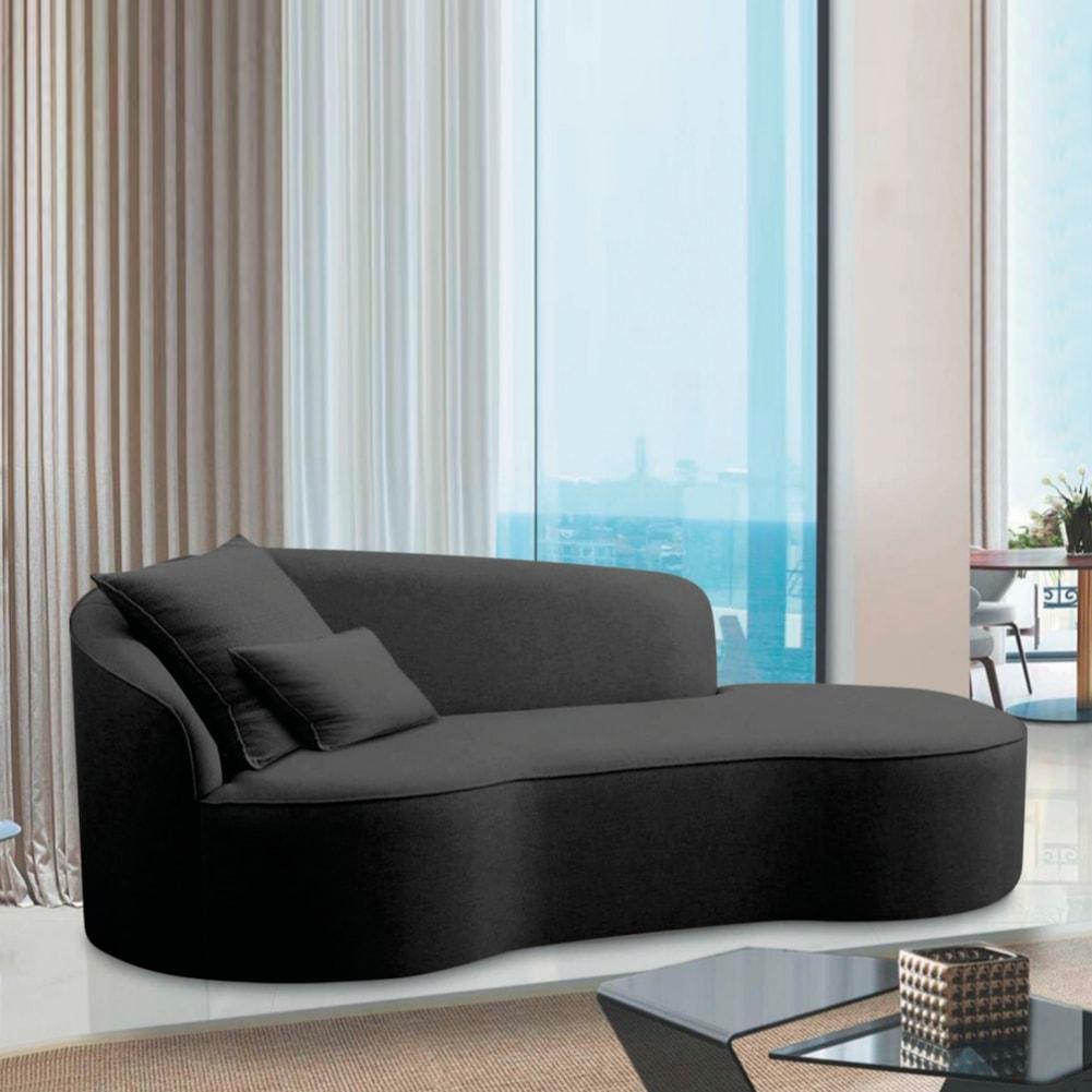 Divã Recamier Curvo Sala de Estar Recepção Inglaterra 180cm Lado Direito Linho