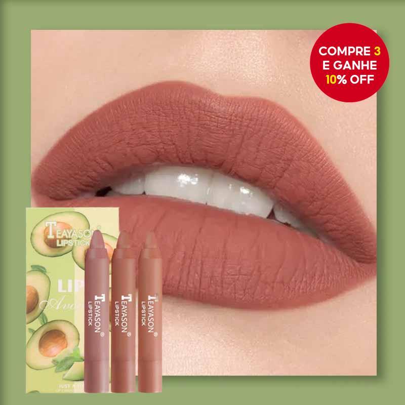 Conjunto De Batom De Longa Duração Com 3 Pacotes : Copo Antiaderente , Brilho Labial Hidratante , Tons Nus