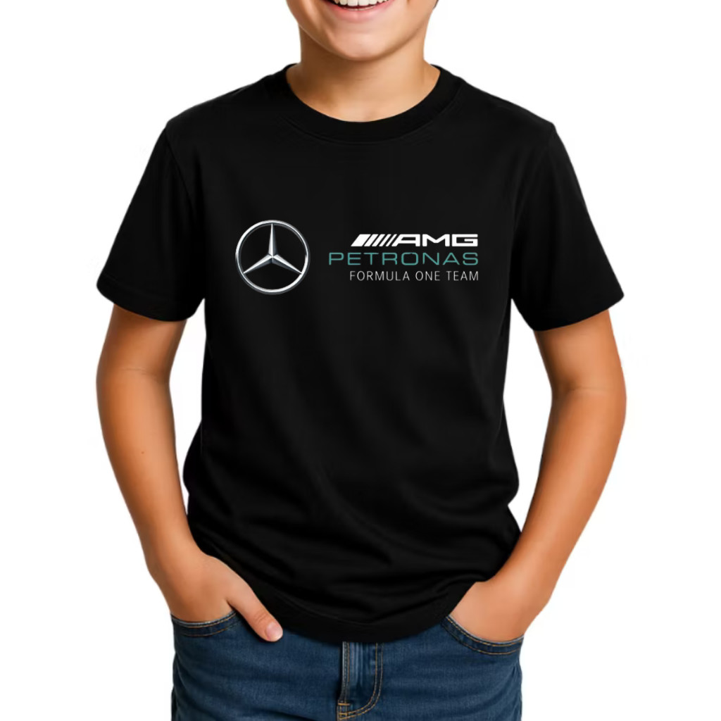Camiseta Masculina Infantil Juvenil Mercedes Amg Camisa Estampada 100% Algodão N° 2 ao 16 Lançamento