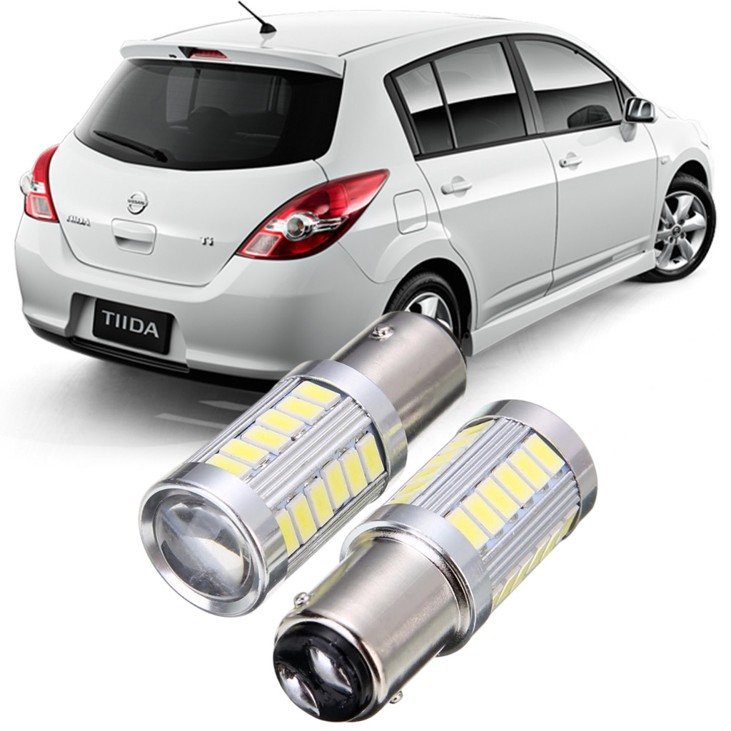 Kit Lampadas Ultra LED Premium Luz de Freio Nissan Tiida 2 Polos 33 Leds P21/5W