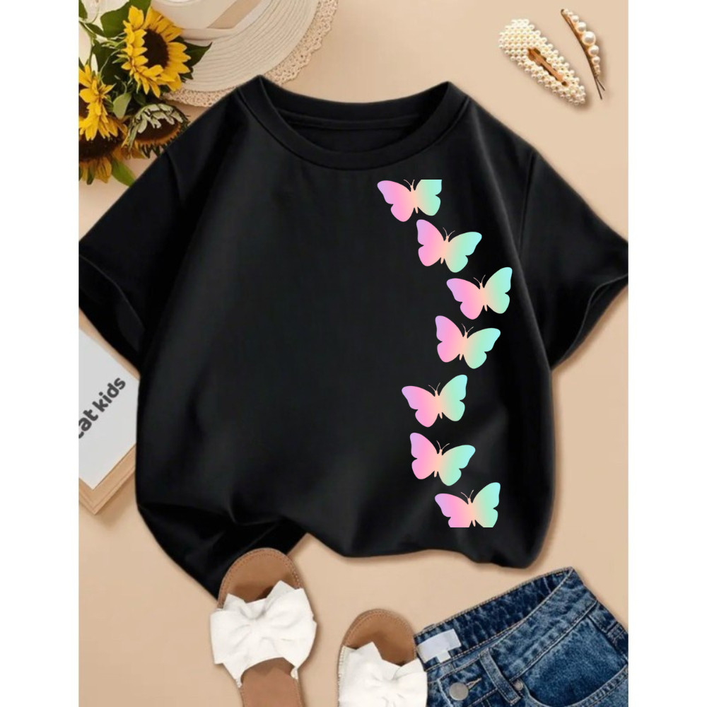 Blusa Blusinha Infantil Juvenil modinha Borboleta Colorida 100% Algodão