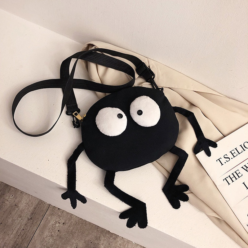 Novo Criativo Selvagem Bolsa De Ombro Moda Feminina Ins Pequeno Preto Briquetes Saco Do Mensageiro Da Lona Feminino Engr