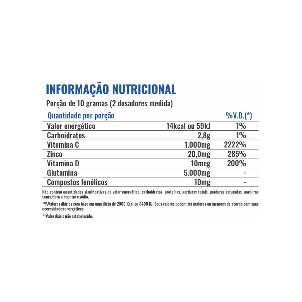 Immuno Shot Profit Imunidade Máxima com Vitamina C 1000mg D3 Zinco e Glutamina 200g Sabor Laranja — imagem 2 de 2