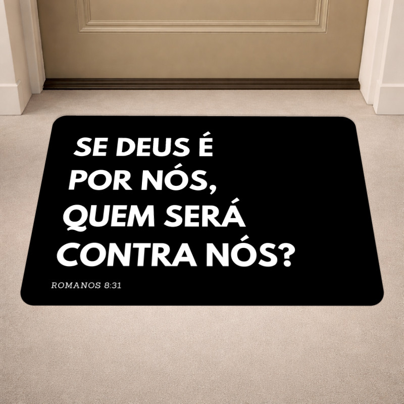 Imagem Tapete de Porta Antiderrapante Biblico, Oração, Cristão, Evangélico 40x60cm com costura reforçada.