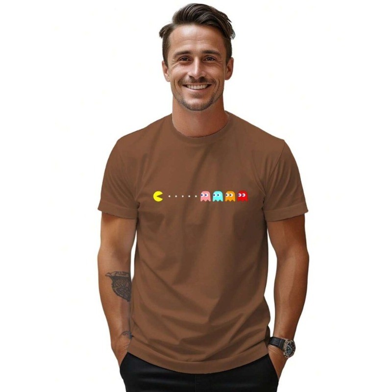 Camiseta Pac Man Jogos Antigos Camisa Algodão Geek Manga Curta Nerd Camisa Algodão Manga Curta Moda