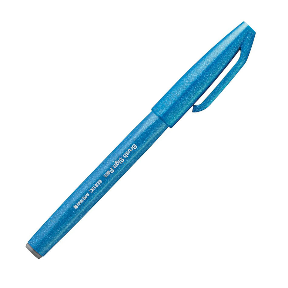 Caneta hidrográfica Brush Sign Pen Azul Céu Pentel em Oferta na Shopee