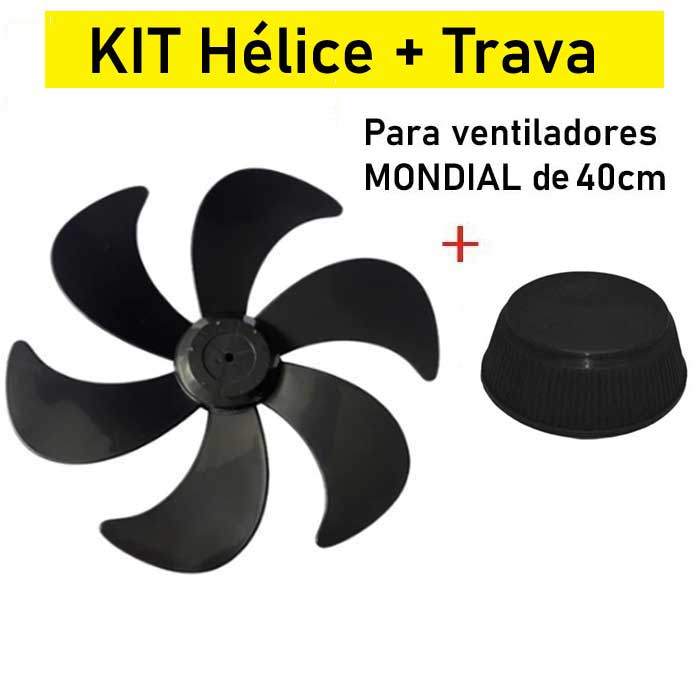 KIT HÉLICE + TRAVA  para Ventilador Mondial 40 CM - PRETA (adaptável)