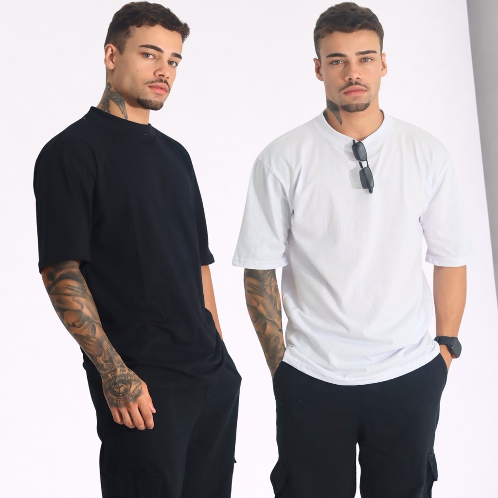 Kit 2 Camiseta Oversized Streetwear Masculina 100% Algodão Padrão Americano