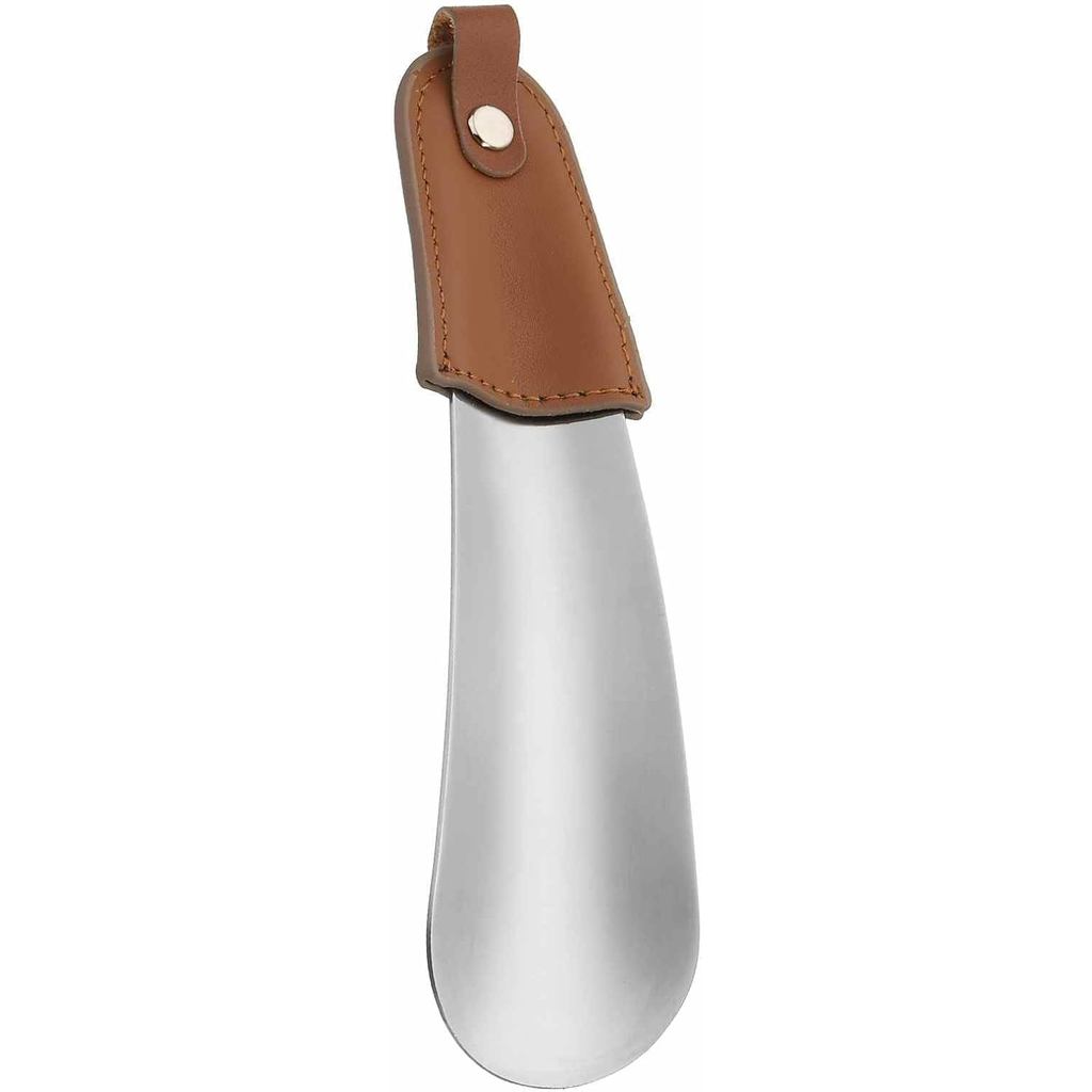 Calçadeira HARFINGTON de 6,3" com Cabo Curvo de Metal e Couro, Auxiliar para Calçar Sapatos, Calçadeiras de Metal para M