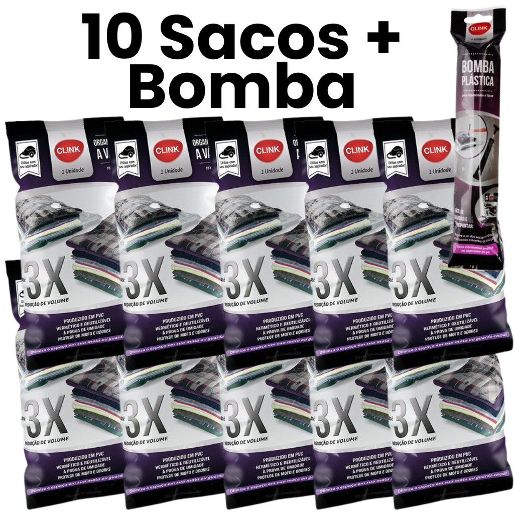 Sacos a Vácuo Organizador Grande 70x110 Kit 3 5 10 Unidades para Roupas e Edredom