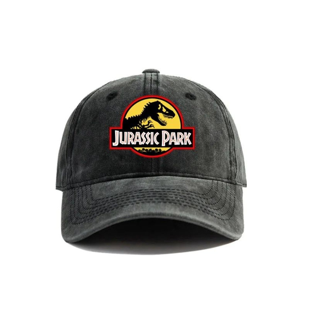 Jurassic Park Dinosaur Print Masculino Vintage Lavagem Lazer Ao Ar Livre Esportes Diários Boné De Beisebol Ajustável 040