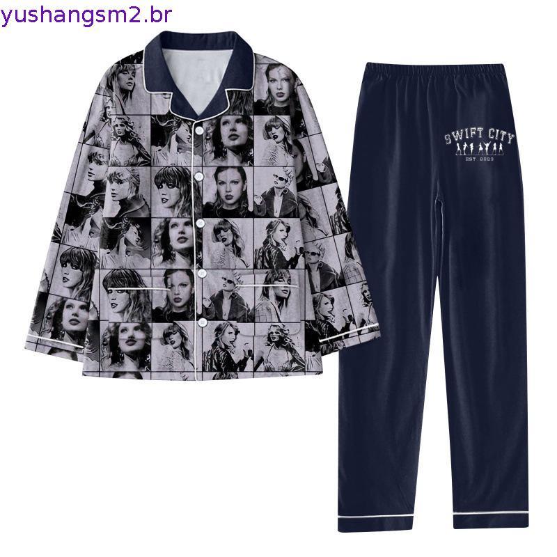 Conjunto De Pijama De Natal Taylor Swift Plus Size Vintage Fashion The Eras Tour Print Duas Peças Para Homens E Mulheres