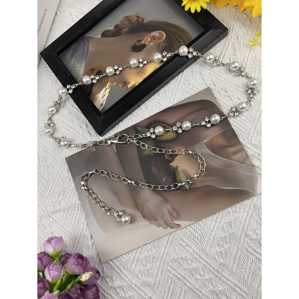 Strass pérola cintura corrente acessórios femininos saia decoração camisola vestido cinto de Metal acessórios
