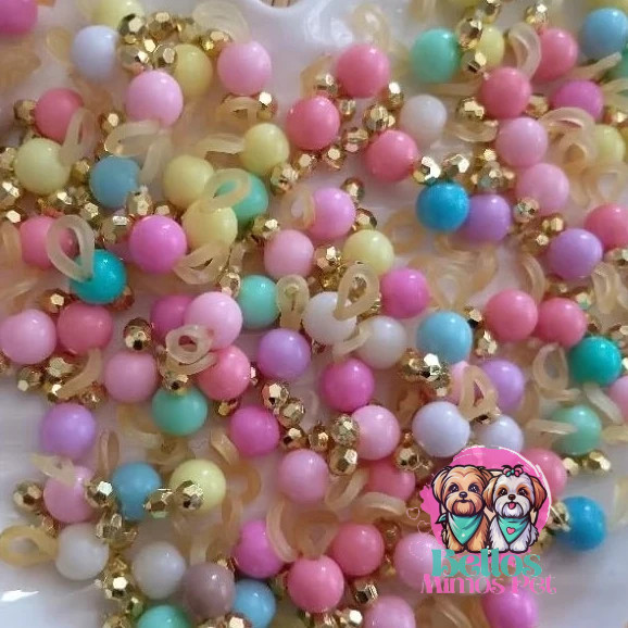 25 PÉROLAS CANDY JOIA PET LACINHOS PENTEADOS  LAÇOS PET BANHO A TOSA E PET SHOP.
