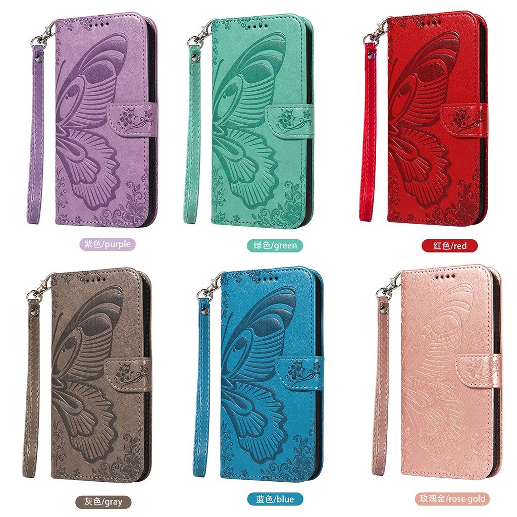 Para Samsung Galaxy A13 A23 A33 A53 A73 A22 A32 A52 A52S A12 A72 A51 A71 A50S 4G 5G Carteira Borboleta Colorida Com Comp