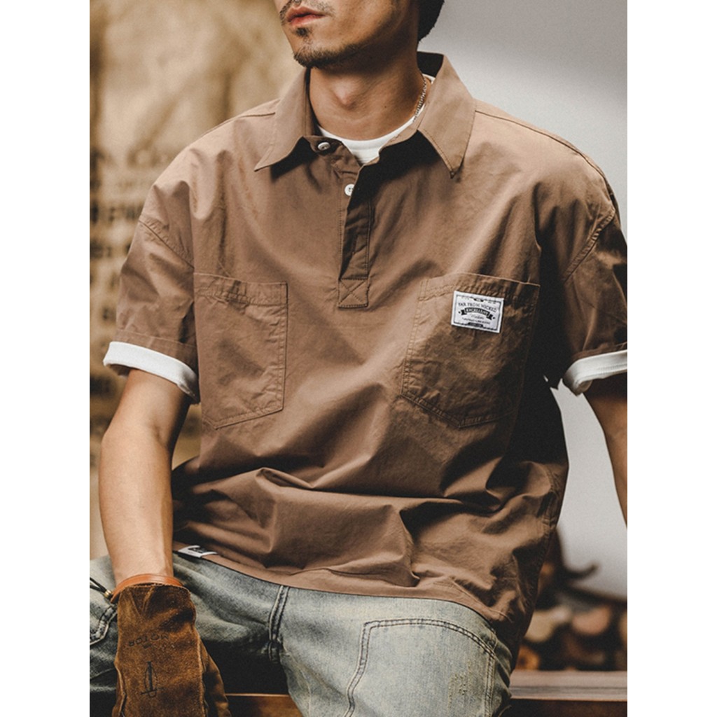 Americano solto camiseta masculina de manga curta camisa POLO verão 2026 novo estilo Street Wear camisa masculina gola m