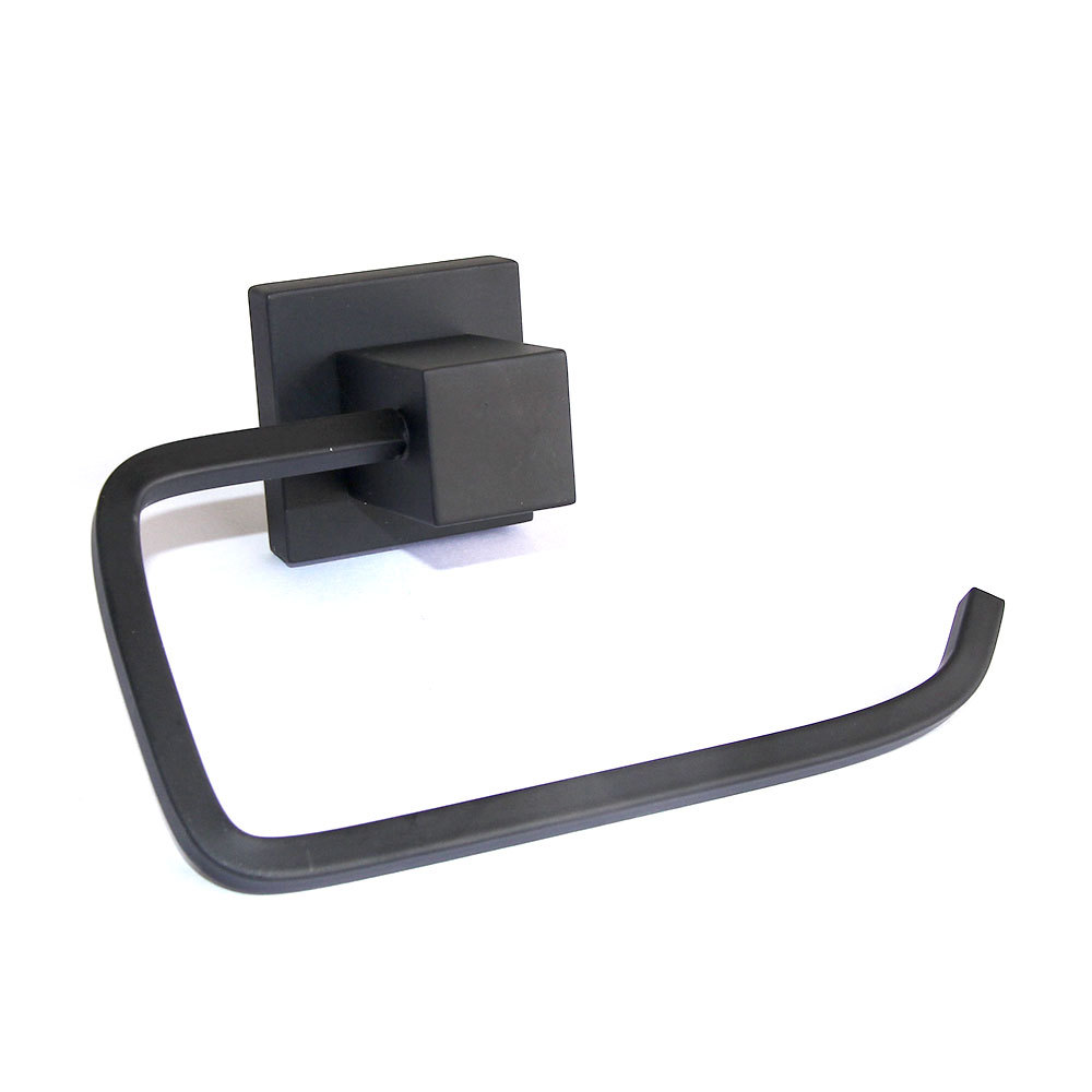 Porta Papel Higienico Quadrus Preto Fosco Alumínio Banheiro Lavabo Luxo Papeleira Quadrada Parede
