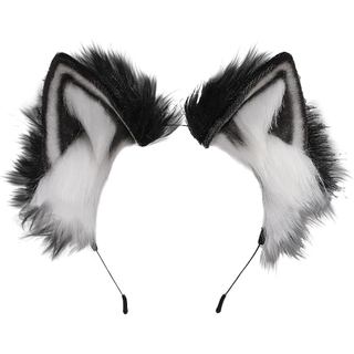 Tiara de Orelhas de Animal para Cosplay, Feita à Mão, em Pelúcia Sintética, Orelhas de Gato, Raposa, Lobo, Cão