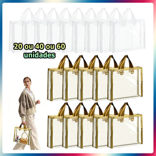 Kit 20/40/60 Sacos de presente de malha transparente sacos de aniversário sacos para festas/casamento 31.5x32.5x8.1cm