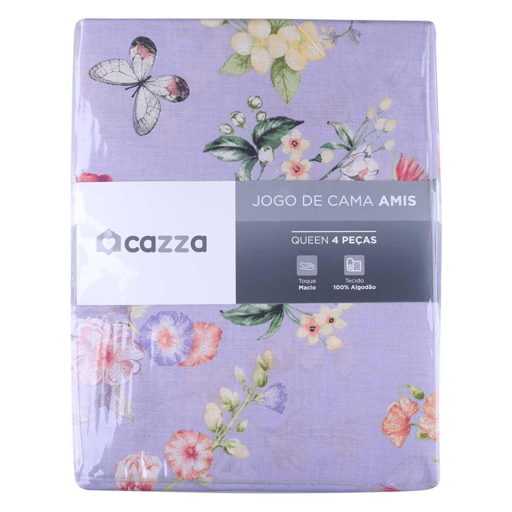 Jogo de Cama Queen 4 Peças 100% Algodão Amis Cazza Sortido em Oferta na Shopee